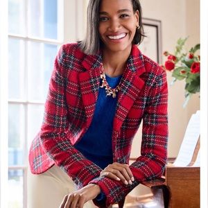 NWOT Talbot’s Red Plaid Wool Blend 3 Button Blazer in Size 20W Petite